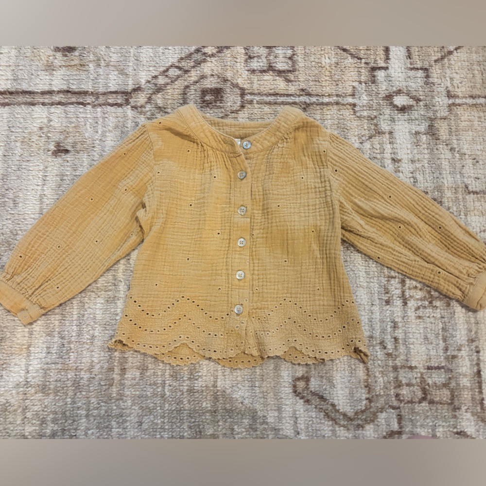 Rylee + Cru Tan Textured Button-Up Top